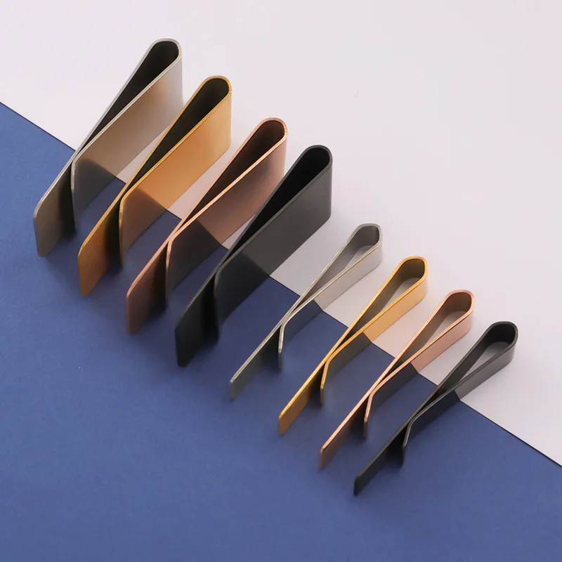 10pcs Stainless Steel Pen Holder Clip Journal Notebook Paper Folder Gold/Silver Color Metal Business Tie Clip Brushed Money Clip