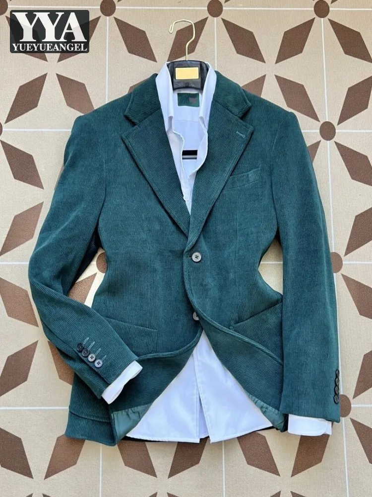 

Мужской винтажный бархатный костюм-двойка для осени и зимы: модный повседневный комплект из однобортного пиджака и прямых брюк