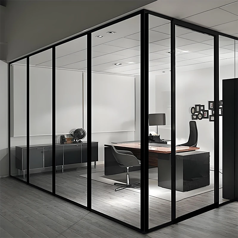 

Panoramic Design Double Glass Sound Insulation Partition Wall Office Furniture With Panel Style for Hotels