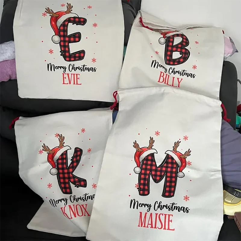 Personalisierte Geschenktüte Frohe Weihnachten Weihnachtsmann-Sack Kinder-Geschenktüte Weihnachtsstrumpf Kordelzugbeutel Weihnachtsdekoration – Detail 5