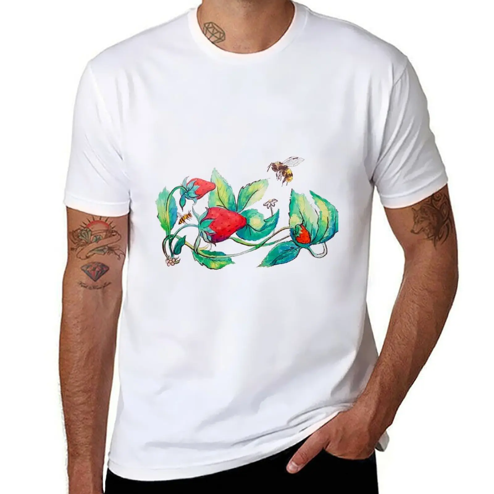 

Strawberry Plant T-Shirt man t shirts for men t shirts cotton 100% T-Shirt