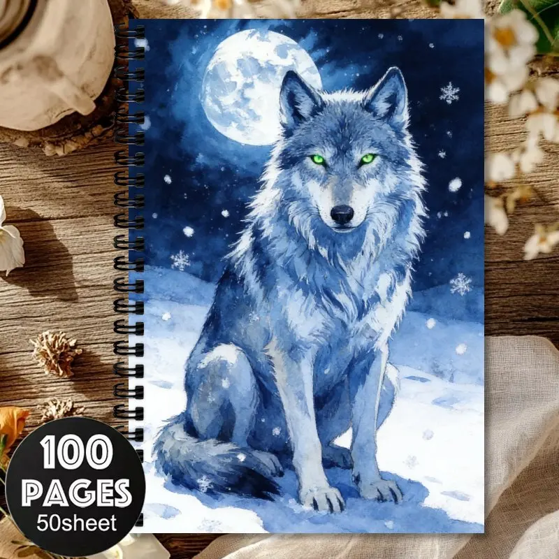 Wolf Themed Spiral Notebook, Ideal Gift for Office and Study, Teachers, Students, Work Notebook, Aesthetic Notebook, Fashion Des