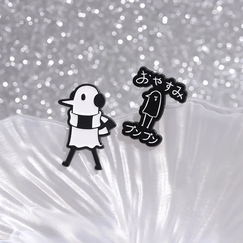 Cartoon Oyasumi Punpun Enamel Pins Cute Animal Brooches Good Night Punpun Cute Lapel Badge Wholesale Brooch Jewelry Accessories