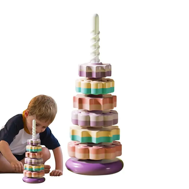 ทารกซ้อนของเล่นSensoryของเล่นซ้อนของเล่นที่มีสีสันSpin Stacker Spinของเล่นทารกSpinnerของเล่นสําหรับทารกมากกว่า 12 เดือน