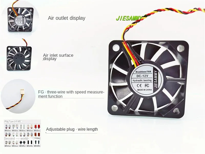 

JIESAMMY Hydraulic Bearing 5010 FG Speed Measurement Function 12V 0.12A Battery Car Printer 5CM Fan50*50*10MM