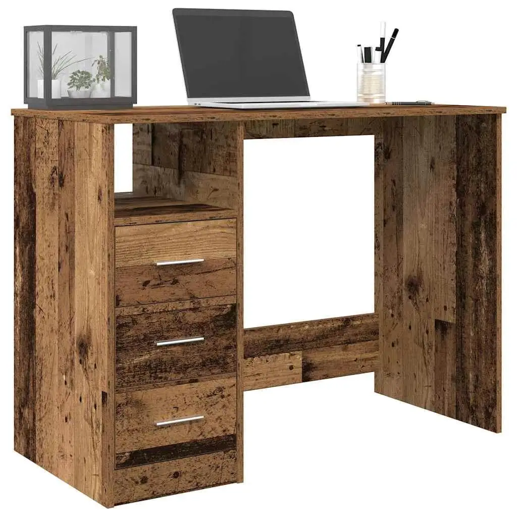 Vintage Style Engineered Wood Desk - 102x76x50 cm Old Wood Finish