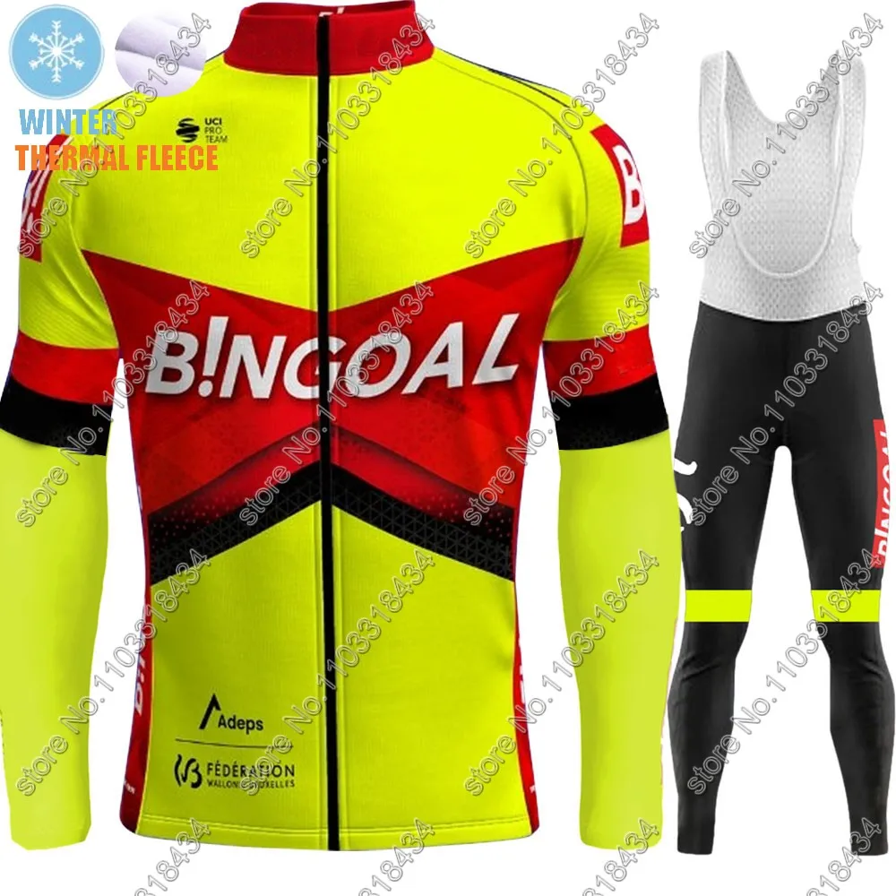 2024 Bingoal WB Team Cycling Jersey Set Long Sleeve Winter Belgium Cycling Clothing Bike Thermal Jacket Suit Pants Bib MTB Ropa