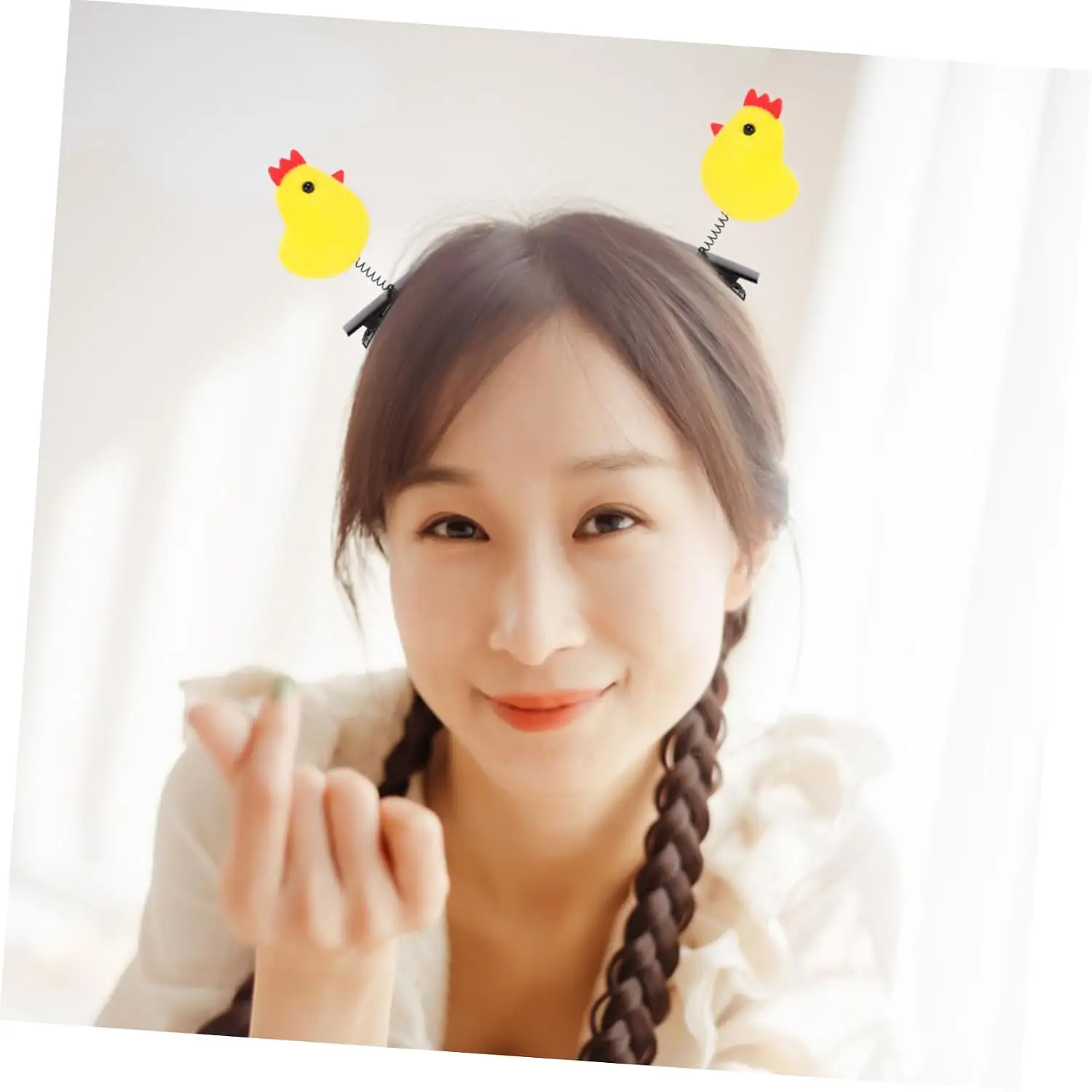10pcs Cute Chicken Hair Clips for Women Spring Loaded Yellow Chick Hair Accessories Non Slip Clips for Ponytails