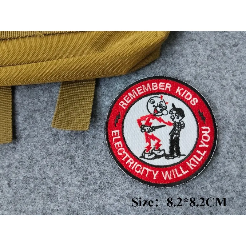 REMEMBER KIDS Danger Away From Lightning Embroidered Patch Tactical Vest Badge Outdoor Backpack Decoration Patches for Clothing