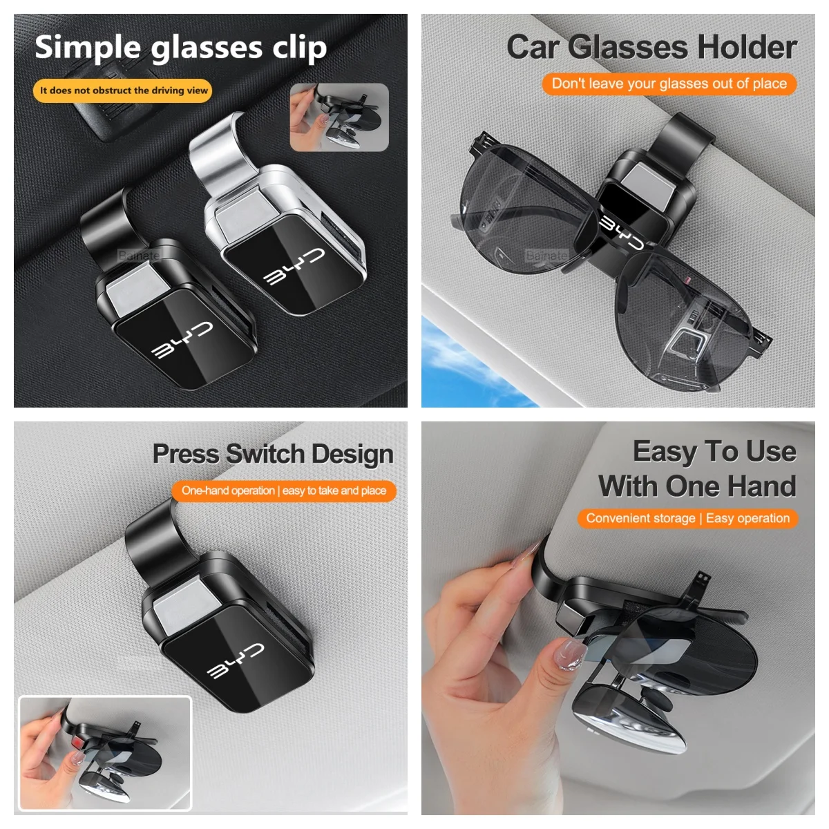 1Pcs Sun‑Visor Sunglasses Glasses Clip For BYD Atto3 Seal Dolphin Han Tang Eyewear Storage Car Interior Accessories