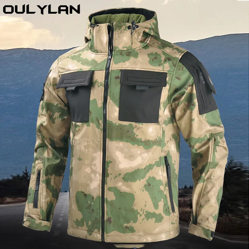 Hiking Brand Warm Windbreaker Coat Windproof Fleece Coat Winter Warm Long Sleeved Splicing Pockets Uniform Clothing