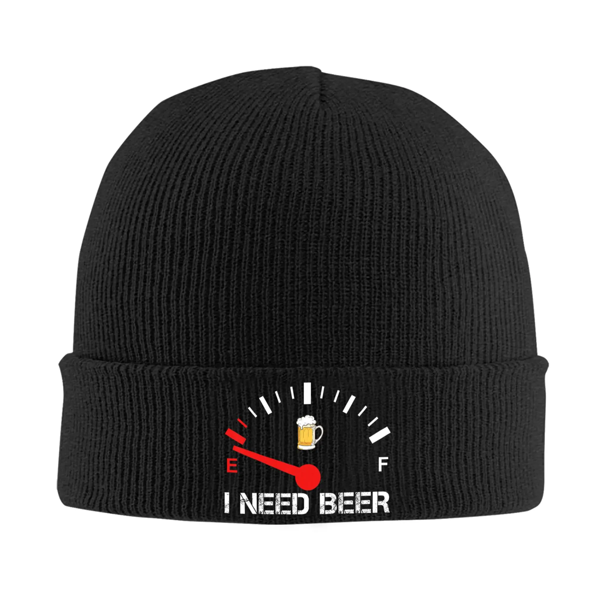I Need Beer Funny Drinking Knitted Hat Women Men Skullies Beanies Autumn Winter Fashion Hat Acrylic Fuel Odometer Crochet Caps