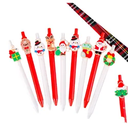 24 Pcs Christmas Snowman Reindeer Neutral Pens Set, Press Gel Pen Red Flower Stationery Gifts