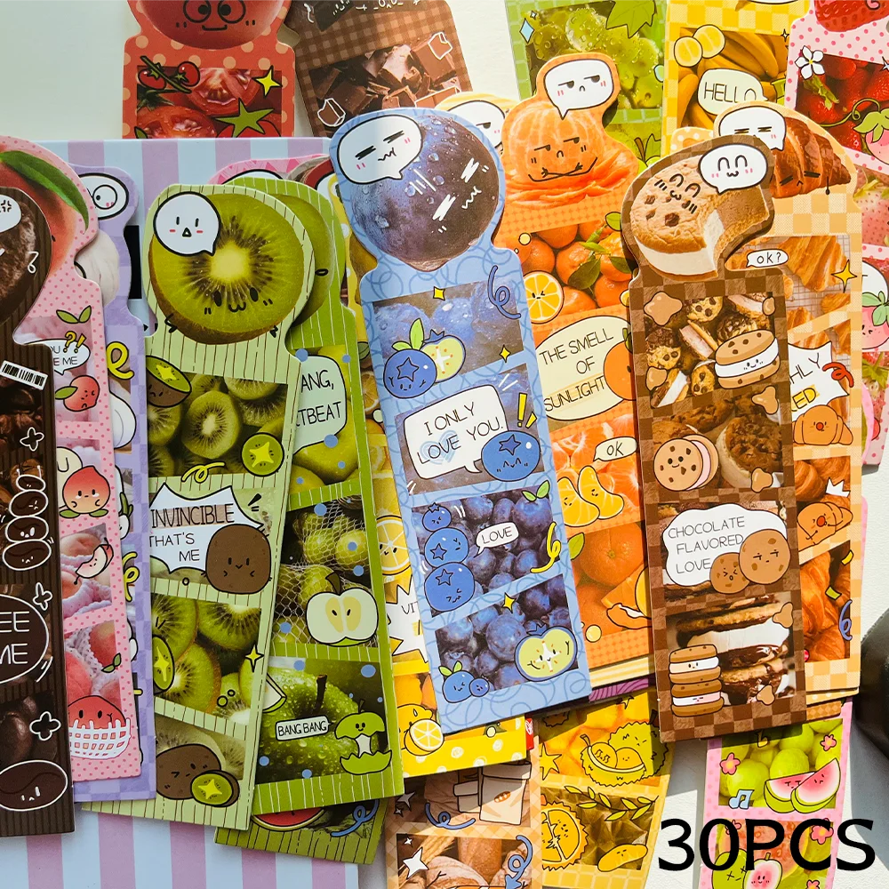 30pcs Fun Food Bookmarks for Students Reading Book Markers Paper Cards DIY Decorative Message Cards