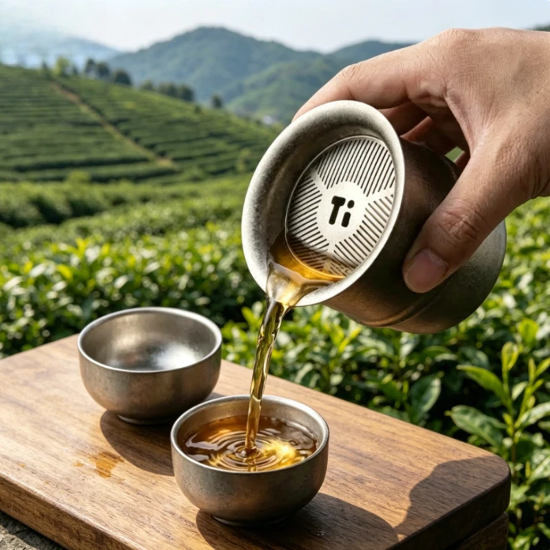 Pure Titanium Bamboo Travel Tea Infuser No Opening Lid Double Layer Anti Scalding Tea Separation Integrated Storage Tea Cup