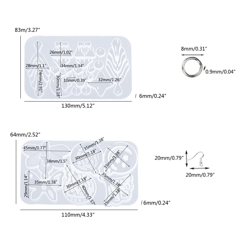 Earring Resin Molds Jewelry Casting Molds Epoxy Resin Pendant Mould for DIY Earrings, Jewelry, Pendant Craft Supplies