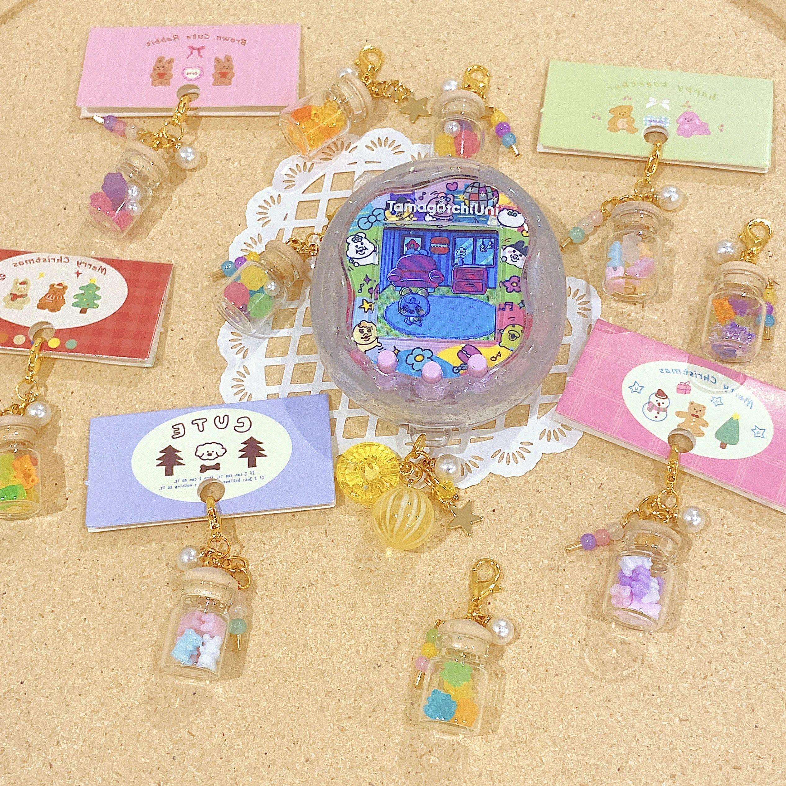

Tamagotchi Uni Pendant Small Bear Soft Candy Glass Jar Mini Pendant Accessories