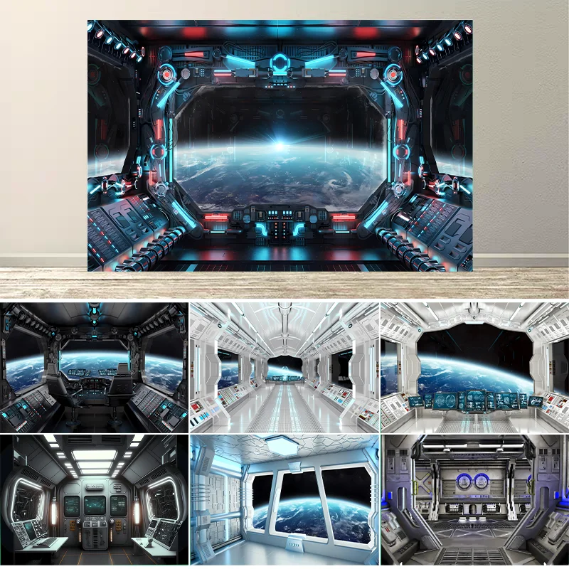 خلفيات سفينة الفضاء الداخلية من Dewprint - مناسبة لحفلات أعياد الميلاد ذات طابع الخيال العلمي للأولاد ودعائم استوديو التصوير الفوتوغرافي