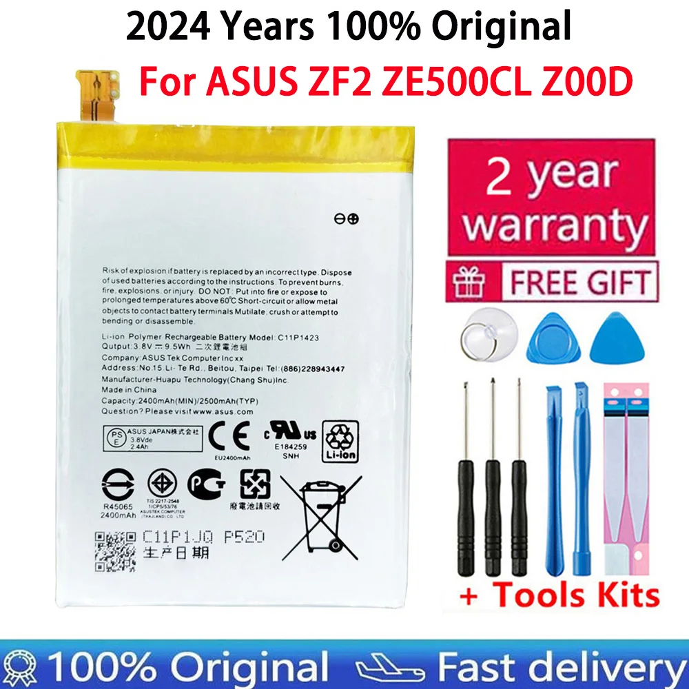 

2024 Years 100% Original High Capacity C11P1423 Battery For ASUS ZF2 ZE500CL Z00D 2400mAh Batteries + Tools Fast Shipping