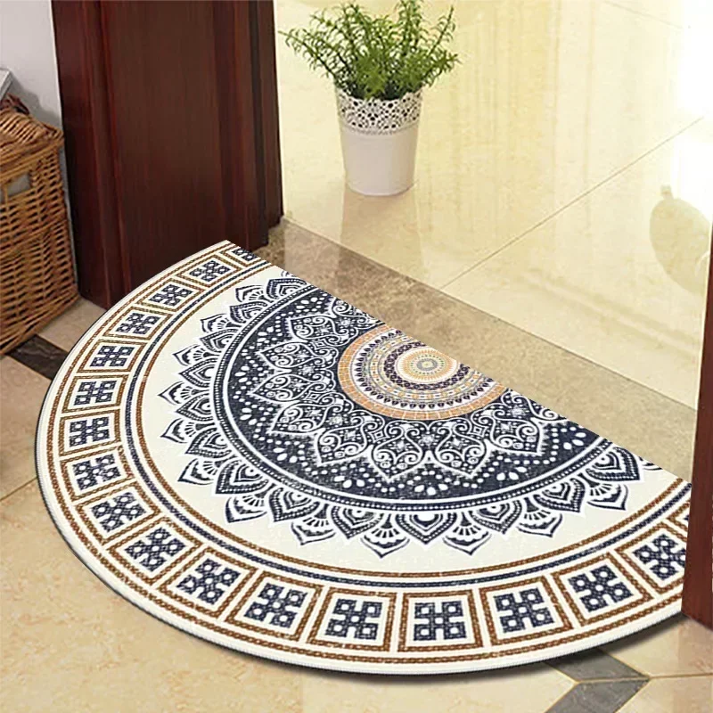 Alfombra Retro Para Puerta, tapete semicircular de estilo europeo para sala de estar, interior, entrada, decoración del hogar