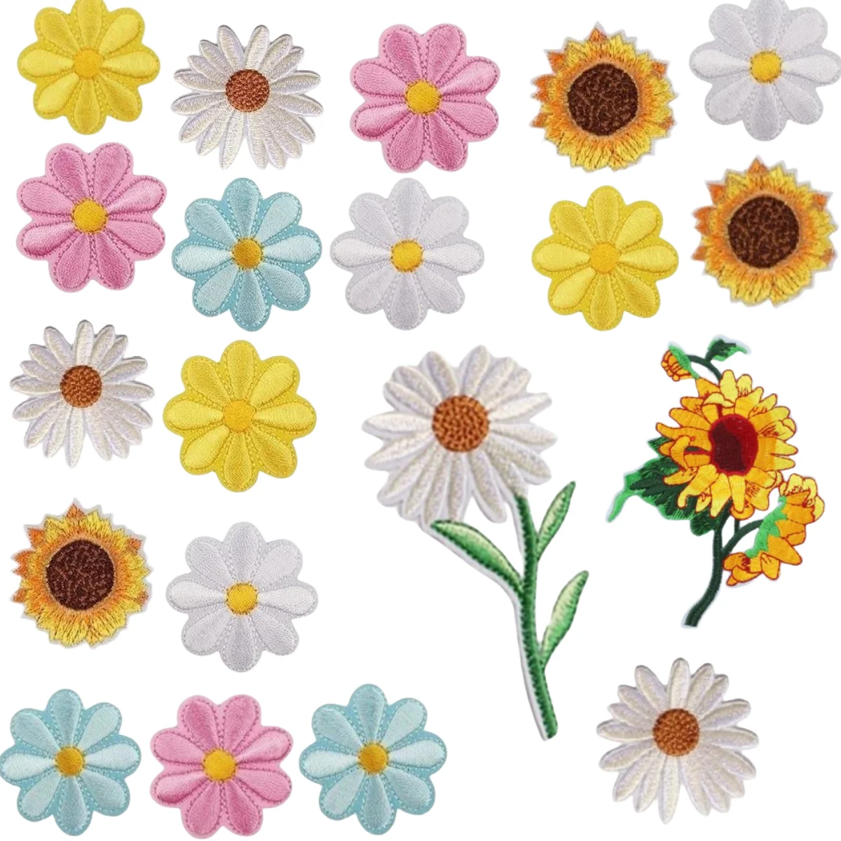 20 шт., ценная упаковка, нашивки для вышивки, микс, цветок ромашки, подсолнухи, аппликация, вышитая железная нашивка, значок, наклейка, шляпа, сумка, одежда 20 шт., ценная упаковка, нашивки для вышивки, микс, цветок ромашки, подсолнухи, аппликация, вышитая железная нашивка, значок, наклейка, шляпа, сумка, одежда