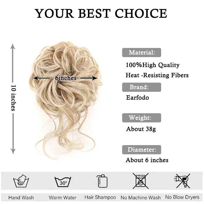 10nch Synthetische Rommelige Haarknot Haarstuk Donut Krullend Chignon Hair Extensions Band Elastische Scrunchie Haarstuk Voor Vrouwen