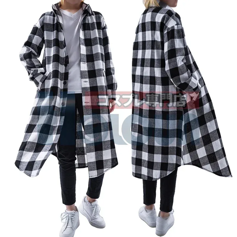 

HOLOUN Anime Tokyo Manji Gang Manjiro Sano Mikey Cosplay Costume Long Sleeve Plaid Shirts Blouses Coat Daily Casual Wear