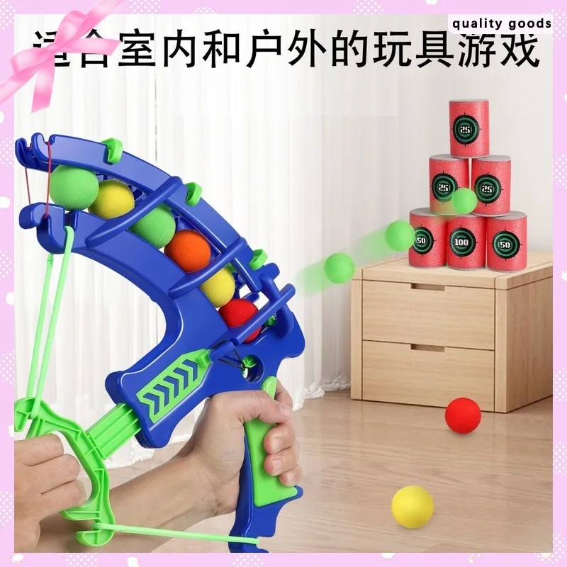 Zestaw Łuk i Strzały Eva, Katapulta, Zabawki Strzeleckie dla Dzieci i Rodziców, Do Użytku Wewnątrz i na Zewnątrz, Tarcza, Piłki Gąbkowe, Zabawki z Wiadrem, Prezenty Świąteczne