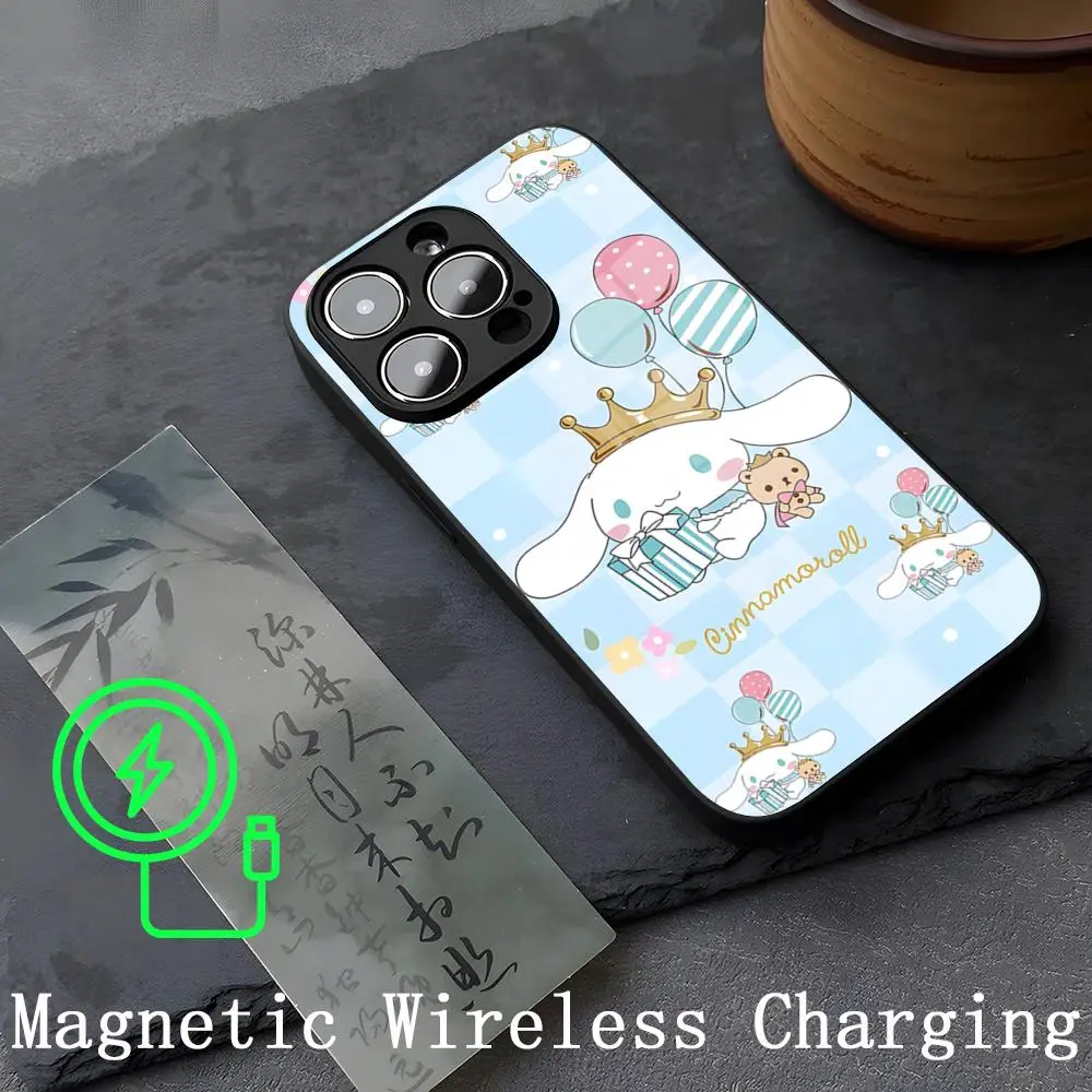 Cinnamoroll Phone Case Strong Magnetism Glass For iPhone 14ProMax 15 13 12 15 11 Pro XS Max Plus Mini Coque