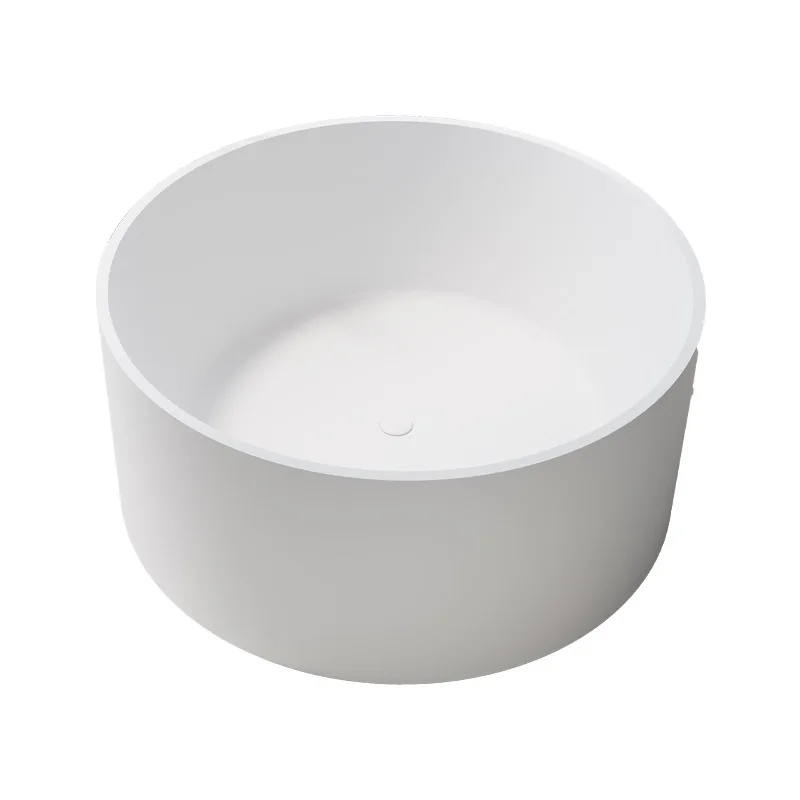 Regular round large-capacity artificial stone bathtub, bathtub with thin edge integrated independent hotel