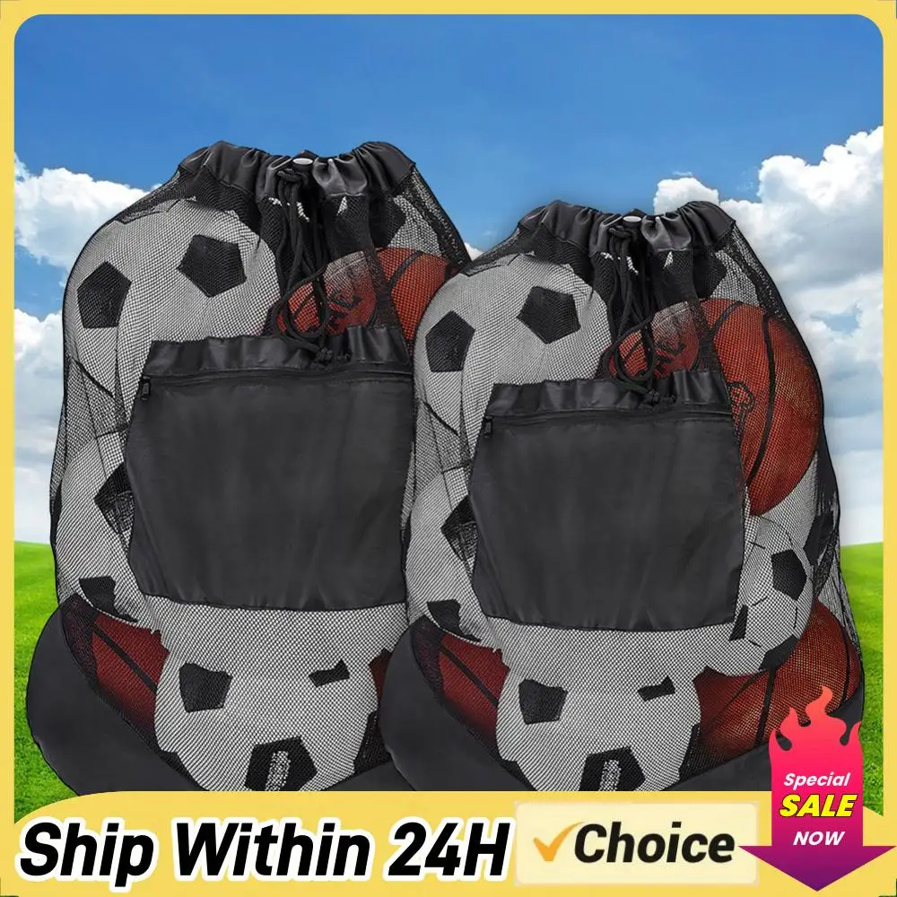 

Mesh Socce Ball Bag Large Sports Ball Bag Secure Side Pocket for Holding Basketball Volleyball Baseball for Adults Kids
