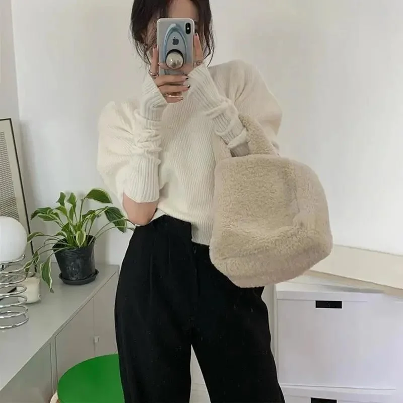 سترة محبوكة بأكمام قابلة للفصل سترة نسائية كورية للخريف من خيوط مالهاس الأناناس حافة متموجة مرنة فنية جيارو OL