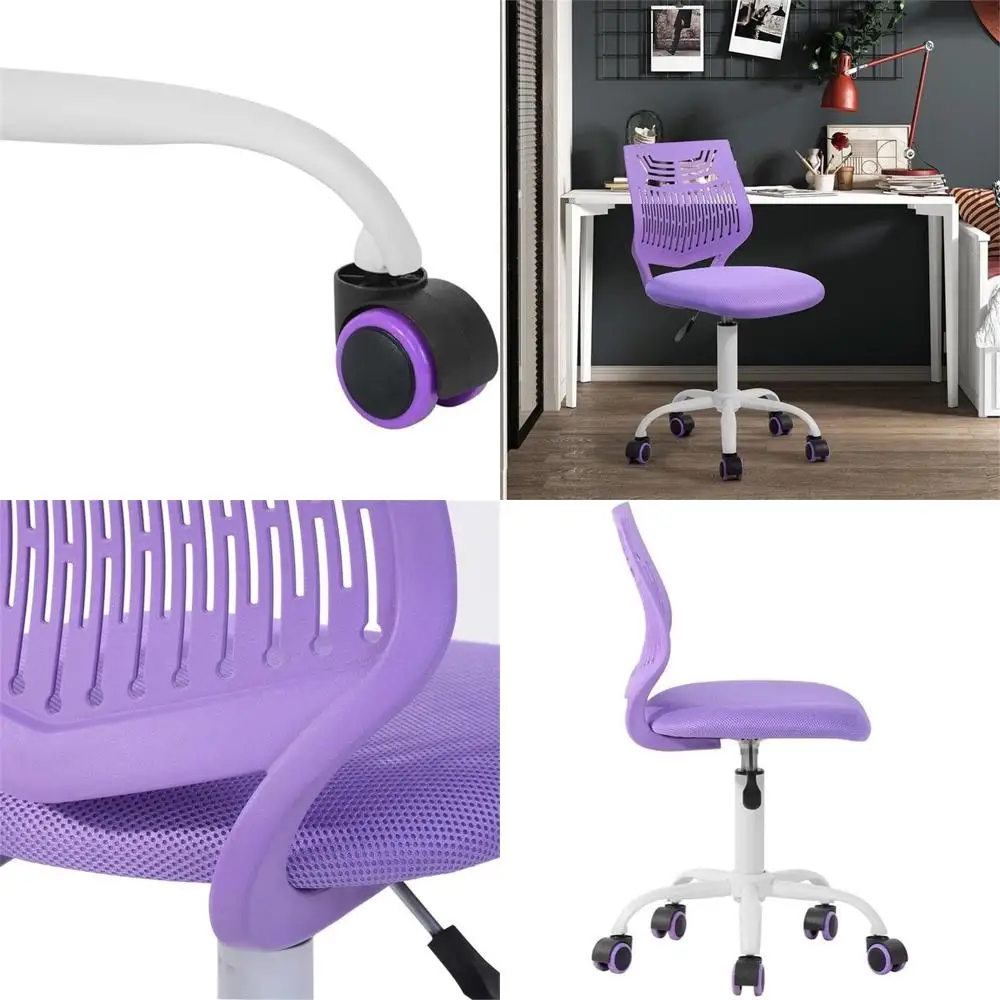 

Purple Swivel Mesh & Plastic Teen Task Chair without Arms