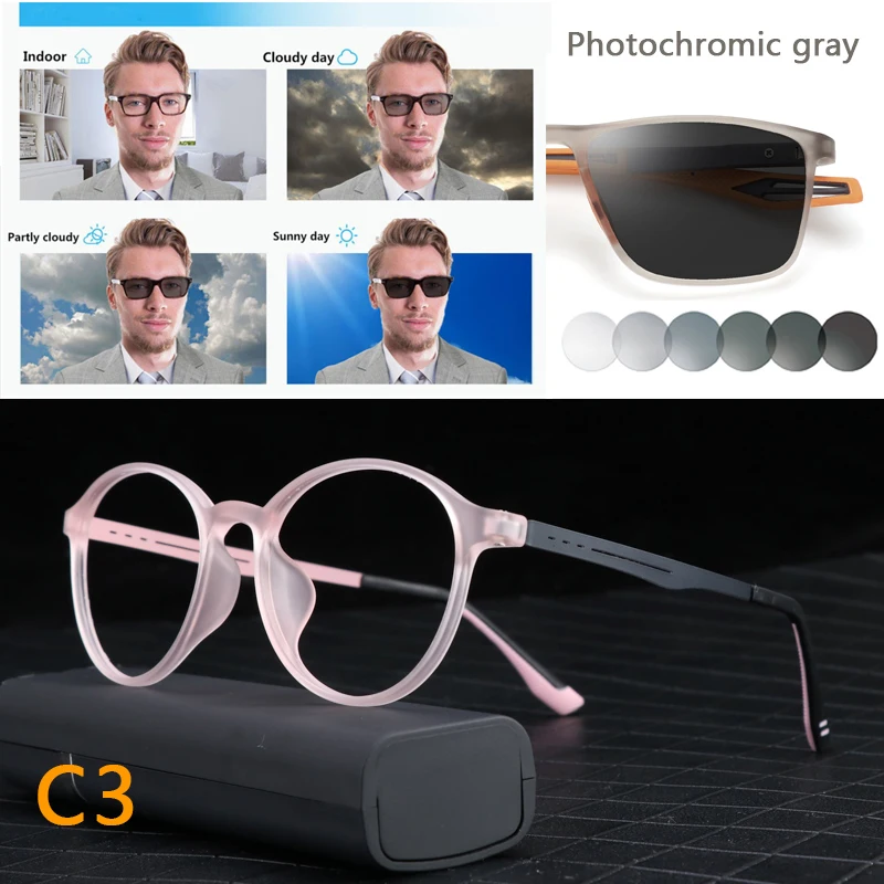 KJDCHD Ultralight Photochromic Titanium Myopia Glasses 5
