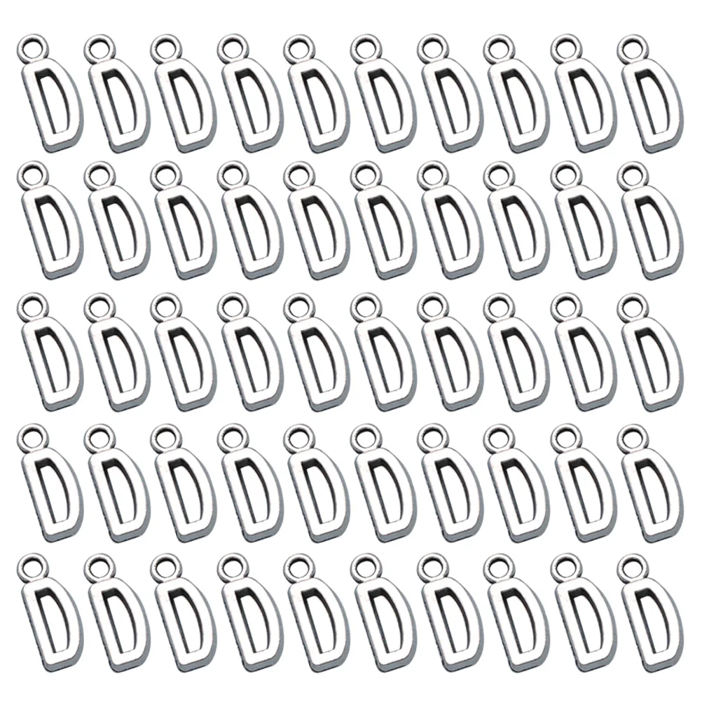 

50 Pcs Ancient Silver Vintage Jewelry Small Initial Charm Pendant Necklace