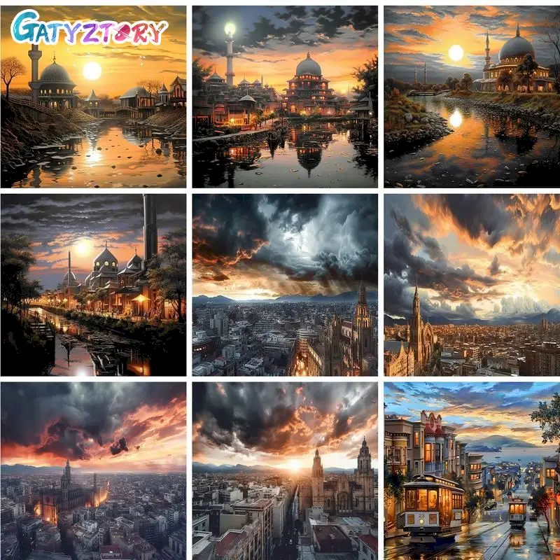 

GATYZTORY Diy Painting By Numbers Acrylic Paints Drawing By Numbers City Landscape Picture Drawing Personalized Gift Handpainted