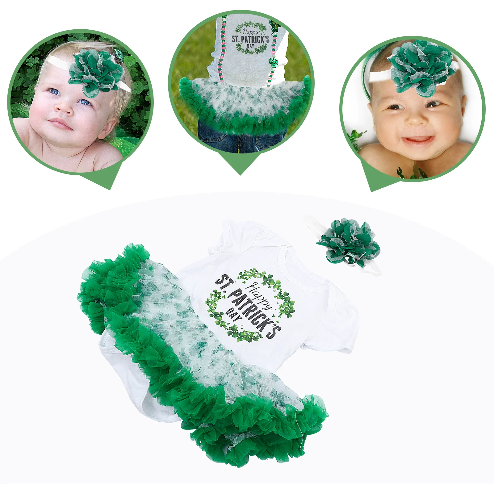 

Cartoon Letter Jumpsuit 1Set Shamrock Outfit Skinfriendly Breathable Fabric Fashionable Lovely Design Comfortable Tight Perfect