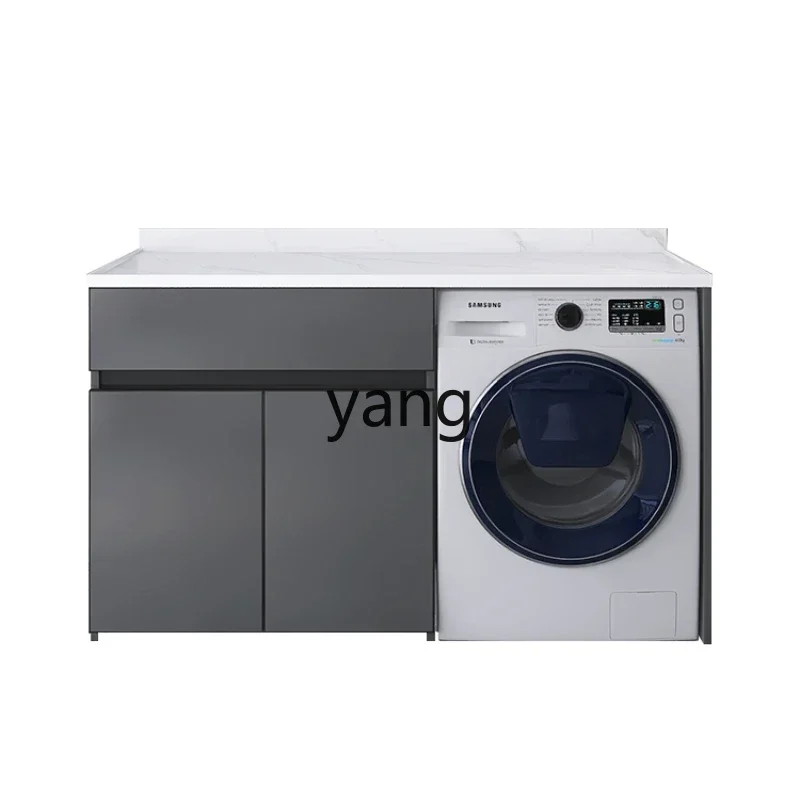 

LTT rock slab integrated balcony cabinet rock slab countertop ceramic basin bathroom wash basin with rubbing board