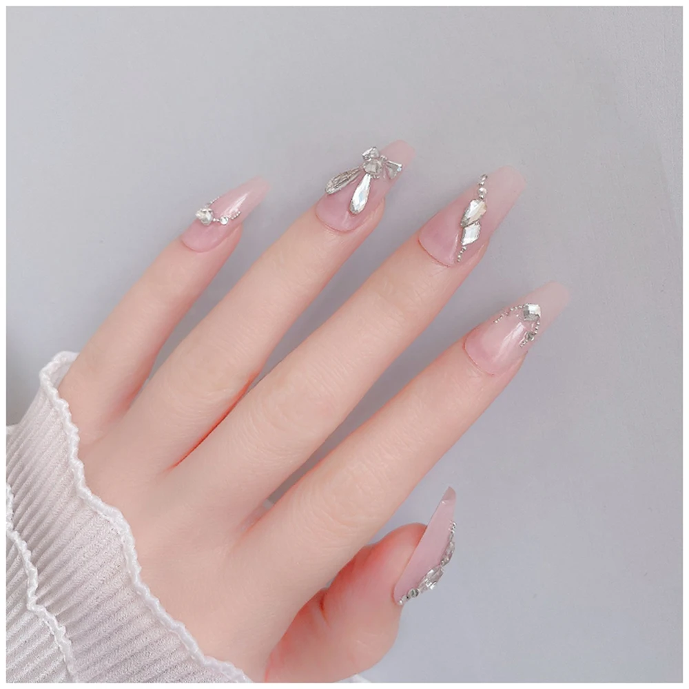 100PCS Flat Bottom Mini Crystal White Mixed form Nail Art Rhinestone High Quality Glass Stone 3D Manicure DIY Decorative