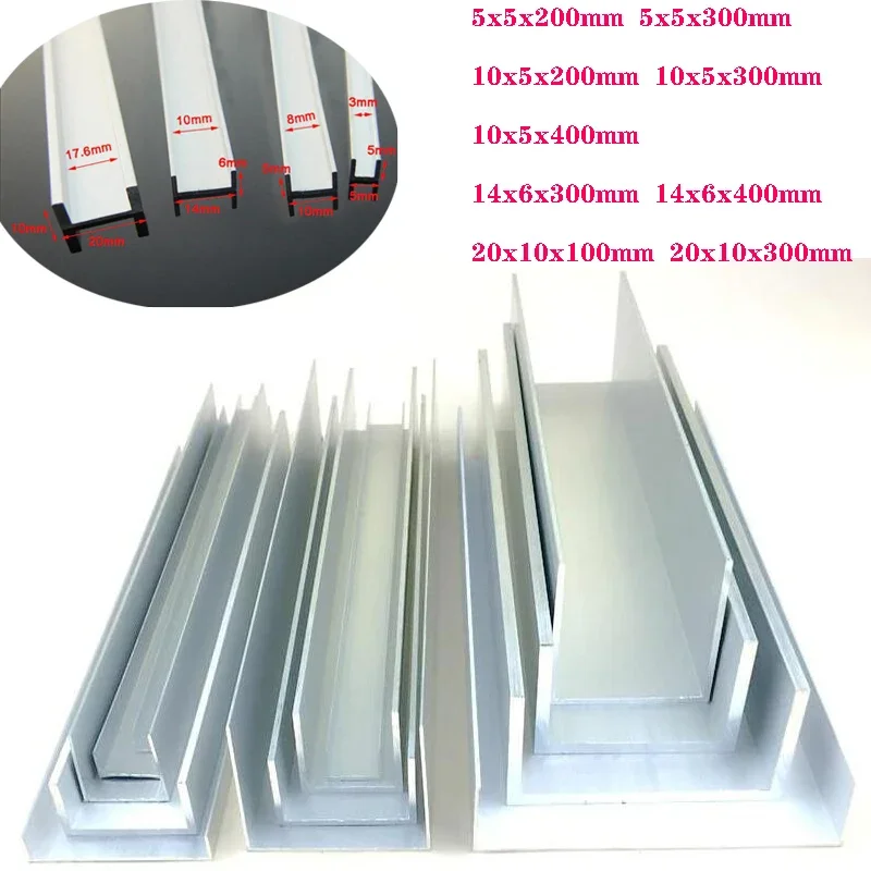 U-shaped Perfil do Sulco de Alumínio Moldura de Alumínio Sulcado Cartão Guia Slot Vidro Groove Interno Fixo Usinagem Cnc Pcs