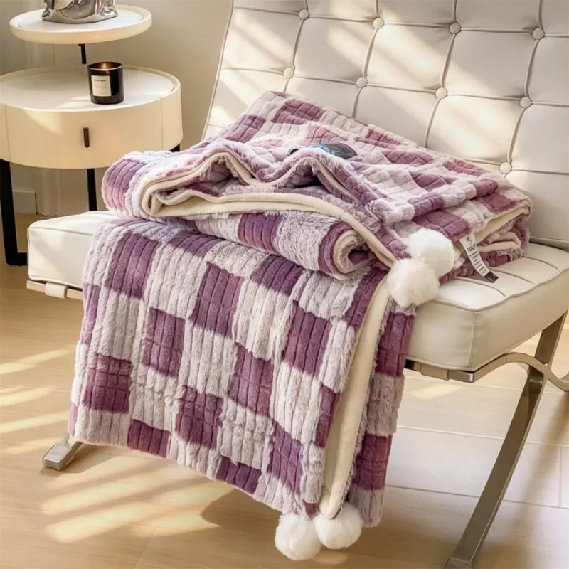 Luxury High Quality Double Sided Heavy Weight Italian Style Blanket Warm Multi Functional Throw Blanket For Autumn Winter