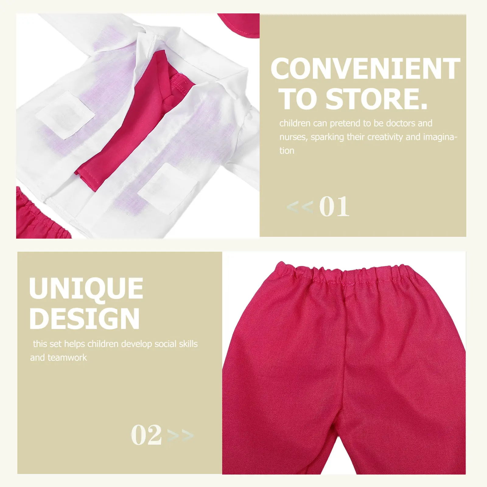 1 Set 18-Zoll-Kleidung Krankenschwester Arzt Kostüm Mini-Outfit Zubehör Rollenspiel-Set Verkleidungsset für amerikanische 18-Zoll-Puppen