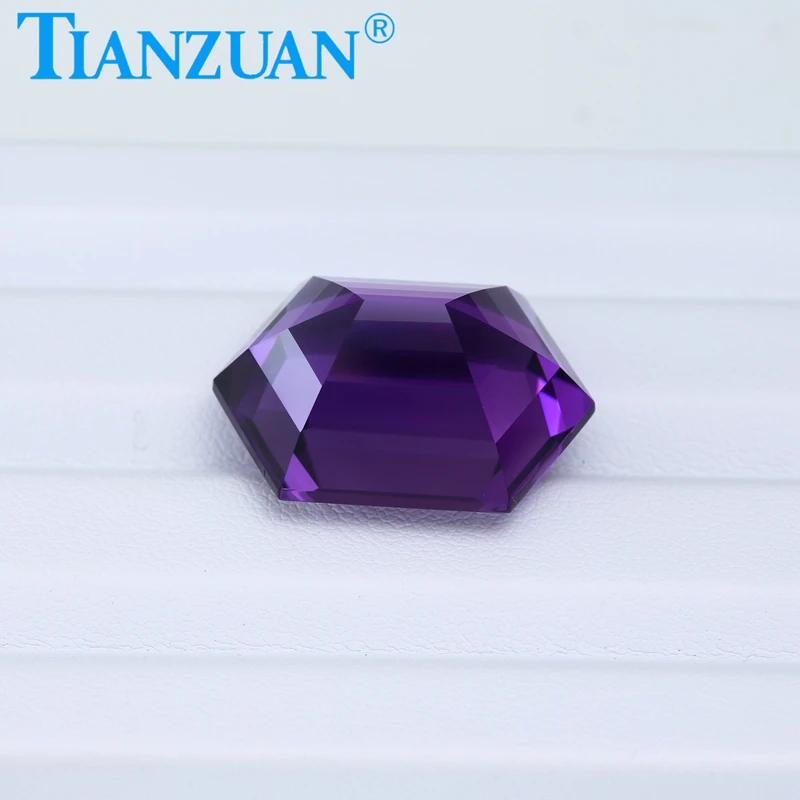 Natural Amethyst Vivid Purple Color Hexagon Shape Brilliant Cut Loose Gem Stone with GRC Certified