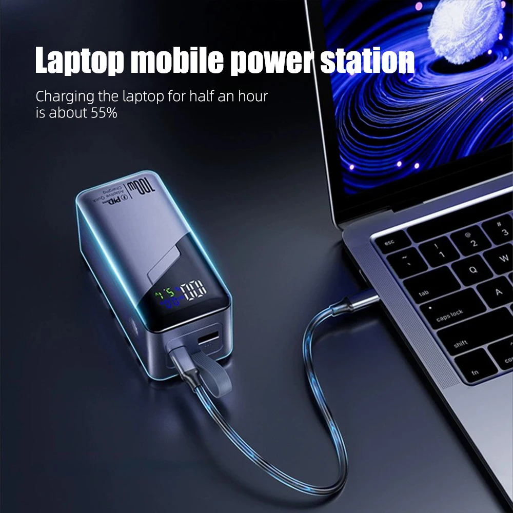 PD100W GaN Power Bank 20000 mAh/30000 mAh Build in Line LED ความละเอียดสูงหน้าจอ UFCS โทรศัพท์แล็ปท็อปโทรศัพท์แบบพกพา Fast CHARGING