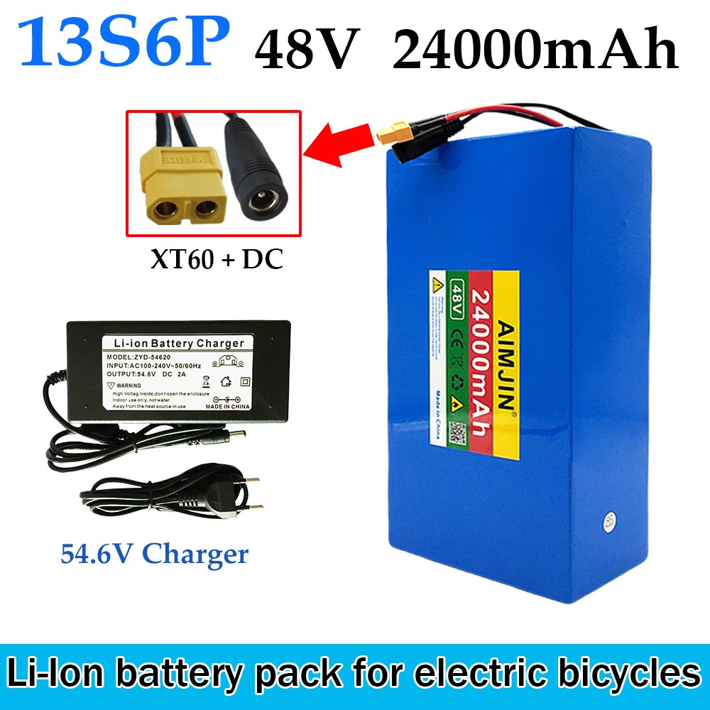 

100%New Original 48V 24000mAh 13s6p Lithium Battery Pack 48v 24Ah 2000W Citycoco Motorized Scooter Batteries Built in BMS