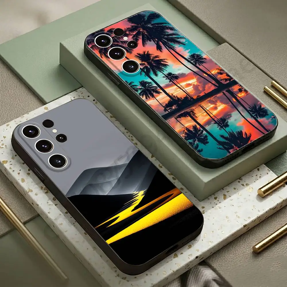 

Sunset Silicone Phone Case For Samsung S20,21,22,23,24,25,26 Ultra,Plus,Lite,FE,Black Soft Case