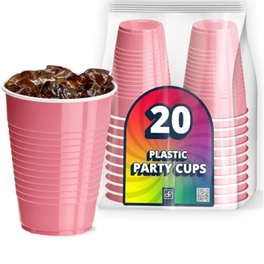 

Party Cups 12 oz Disposable Plastic Cups for Birthday Party Bachelorette Camping Indoor Outdoor Events Beverage Drinking Cups