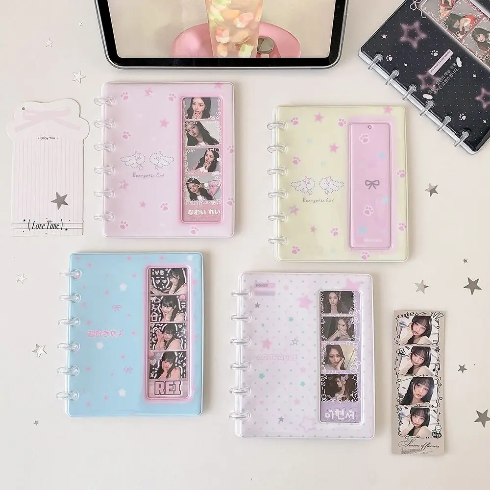 Small Card Booklet 4-Grid Photo Card Holder Refillable INS Photo Card Binder Loose-leaf Removable Photo Booth Album School
