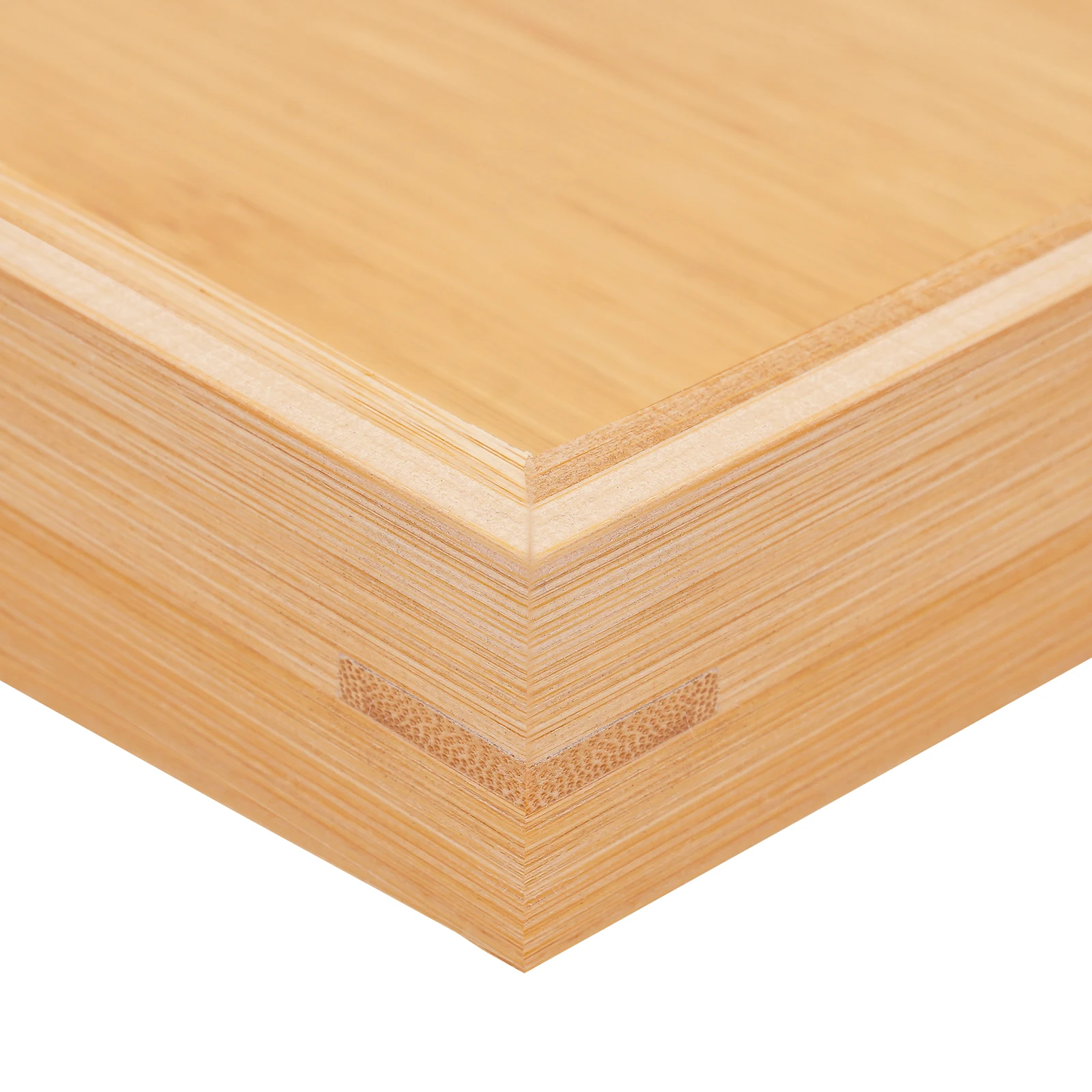 Plateau de service en bambou 4 pièces, plat de petit déjeuner rectangulaire en bois, assiette à café décorative avec poignées pour Fruits, gâteaux, boissons