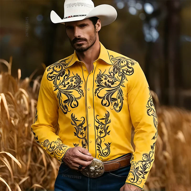 

Vintage Patchwork Shirt for Men Contrast Color Long Sleeve Casual Button Up Shirt Stylish Streetwear Multiple Colors Available